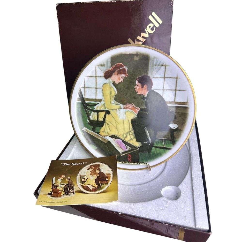Vintage Norman Rockwell "The Secret" Collector Plate, 1979 Huck Finn Series I